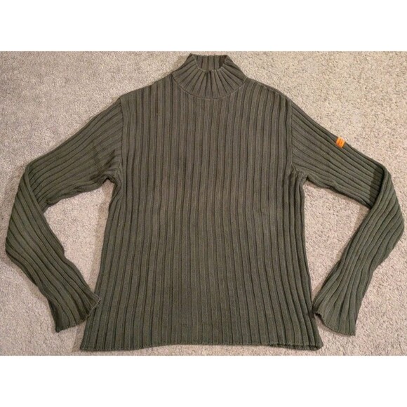 Vintage Abercromie & Fitch Mock Turtleneck Knit Fisherman Sweater Made in USA - Picture 1 of 6